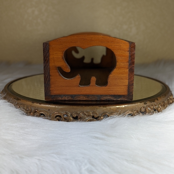 Wood Hand Made Vintage Shadow Box Shelf Primitive Cut Out Elephant - Picture 10 of 11